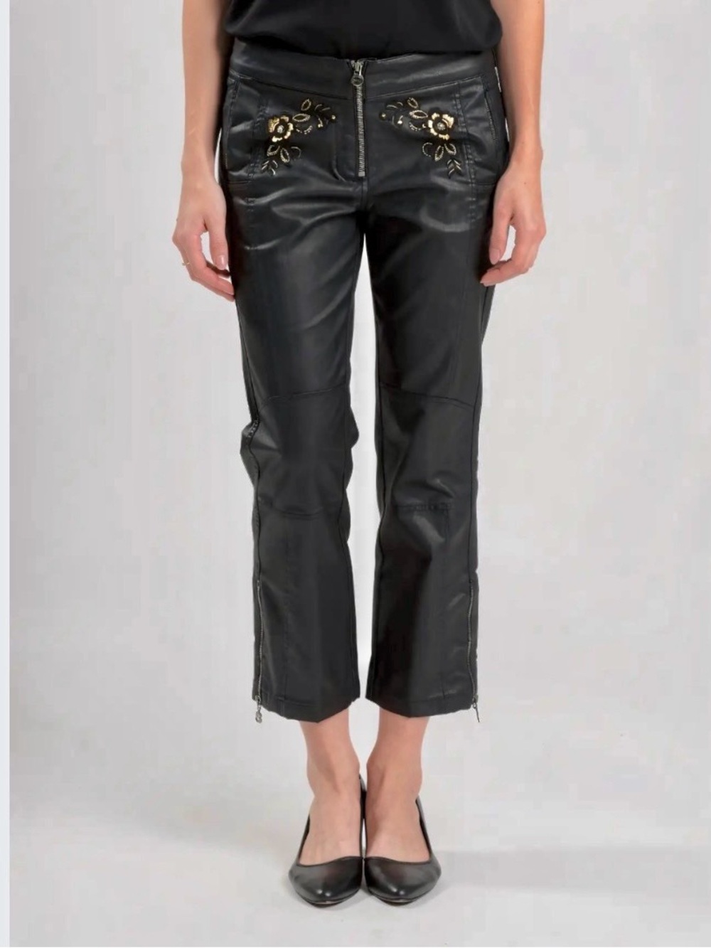 Desigual black coated pants